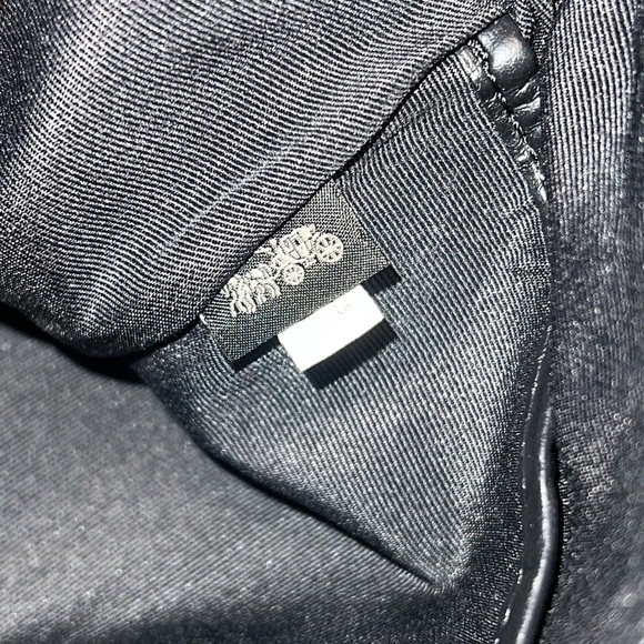 Coach Black Pebbled Leather Medium Pouch with Varsity Strip - Picture 7 of 10